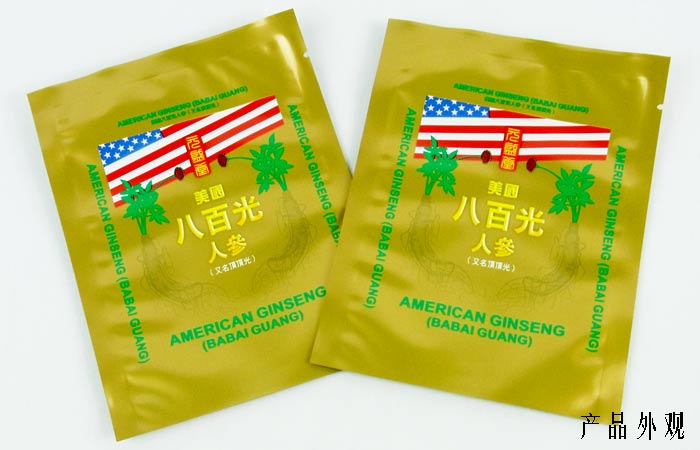 美国人参茶茶叶包装袋外观