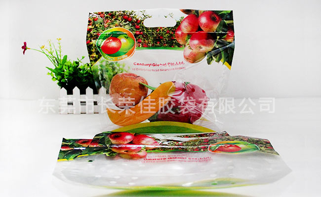 苹果自立水果拉链包装袋站立和折叠效果