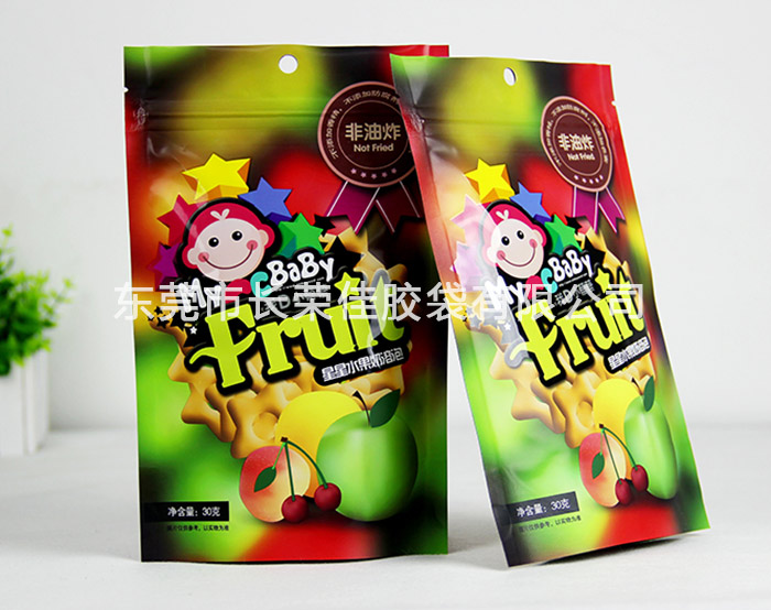 休闲零食直立自封拉链镀铝包装袋站立效果